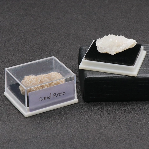 Espécimen de Mineral Natural Cristal Amatista Ágata Piedra Pulida Set Con Caja de Exhibición Transparente Regalo Educativo Decoración