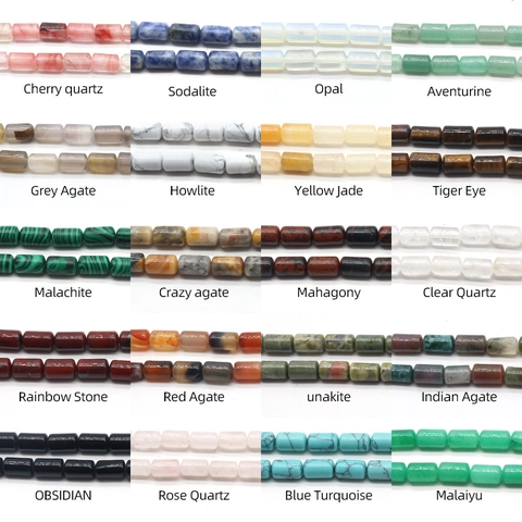 Natural Synthetic Stone Cylinder Barrel Beads 6x10mm Polished Agate Tiger Eye Quartz Loose Beads For DIY Jewelry Making Accessories