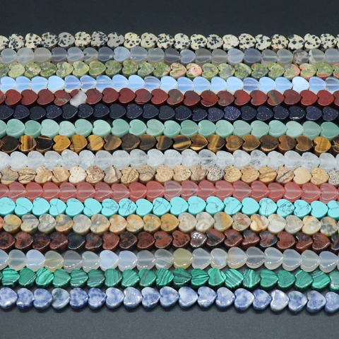 Heart Shape Natural Stone Beads 10mm Polished Healing Crystal Loose Beads Strand For DIY Jewelry Making Bracelet Necklace