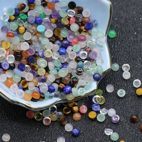Cabochons Ronds à Dos Plat en Pierres Gemmes Mixtes de Cristal d'Agate Naturelle pour Fabrication de Bijoux DIY Patchs en Pierre Semi-Précieuse Polie