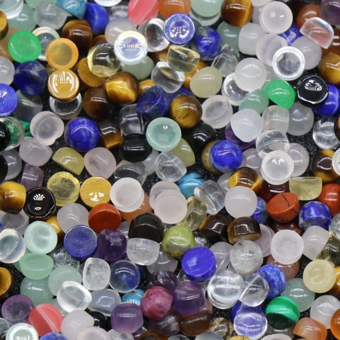 Cabochons Ronds à Dos Plat en Pierres Gemmes Mixtes de Cristal d'Agate Naturelle pour Fabrication de Bijoux DIY Patchs en Pierre Semi-Précieuse Polie