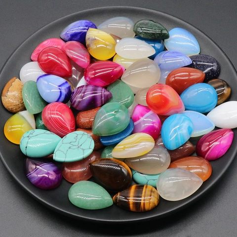 Cabochon en Cristal Naturel Agate Forme Goutte Pierre Polie en Forme de Poire pour Fabrication de Bijoux DIY Pendentifs Collier Bague