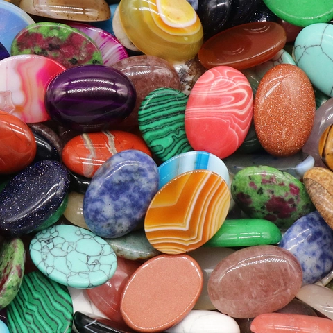 Natuurlijk Kristal Ovaal Cabochon Voor Het Maken Van Sieraden Gepolijste Edelsteen Met Platte Achterkant DIY Accessoires