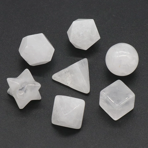 Set di Geometria Sacra in Pietra Naturale Sette Solidi Platonici Lucidati Cristalli Curativi Chakra Meditazione Pietre Energetiche Decorazione Casa Ufficio