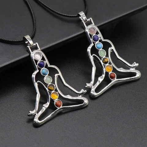 Seven Chakra Yoga Meditation Pendant Necklace Natural Crystal Stone Alloy Zen Healing Jewelry For Women Men Gift