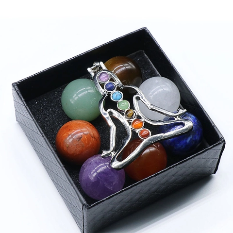 Surtido de Piedras de Curación de Chakra de Cristal Natural Bolas Pulidas y Colgante de Yoga para Meditación Equilibrio Energético Regalo