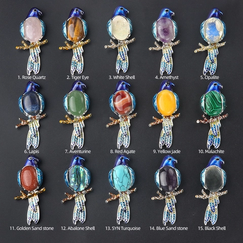 Vintage Alloy Parrot Brooch Pendant With Multi Color Semi Precious Stone Enamel Animal Bird Brooch For Women Jewelry Gift