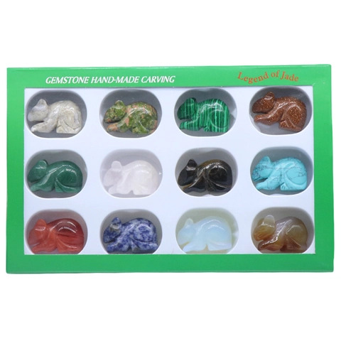 Carved Mouse Crystal Agate Natural Semi-Precious Stone Animal Figurines Miniature Gemstone Ornaments For Home Office Desk Decor