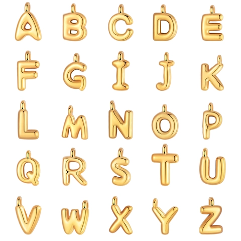 3D Balloon English Letter Pendant Stainless Steel Initial Alphabet Charm For DIY Jewelry Making Necklace Accessory Women