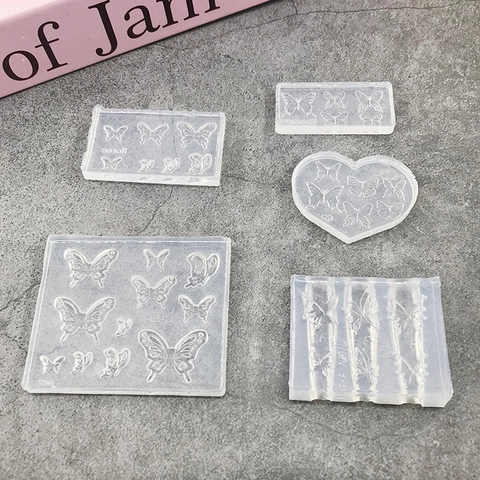 Vlinder 3D Siliconen Vorm Transparant DIY Nail Art Reliëf Vorm Voor Hars Gieten Chocolade Fondant Knutselen Handgemaakte Decoratie