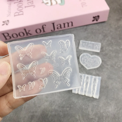 Vlinder 3D Siliconen Vorm Transparant DIY Nail Art Reliëf Vorm Voor Hars Gieten Chocolade Fondant Knutselen Handgemaakte Decoratie