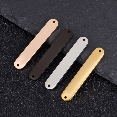 Stainless Steel Rectangle Double Hole Connector Blank Bar Mirror Polish DIY Jewelry Making Engraving Pendant Findings
