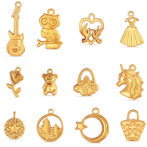 Stainless Steel Animal Musical Instrument Shape Pendants Vacuum Gold Plated Charms For DIY Jewelry Making Necklace Bracelet Findings