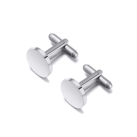 Men Stainless Steel Round Cufflinks Polished Smooth French Suit Accessory Business Formal Wedding Jewelry Gift For Men
