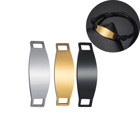 Roestvrij Staal Gebogen Rechthoekig Plaat Connectoren Spiegel Gepolijst Voor DIY Armband Sieraden Maken Dubbel Gat ID Tags