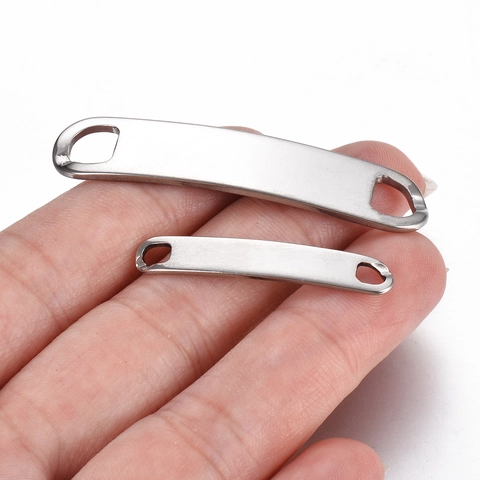 Stainless Steel Curved Rectangle Connector Blank Bar For Jewelry Making DIY Bracelet Necklace Accessories Engravable Style Plate