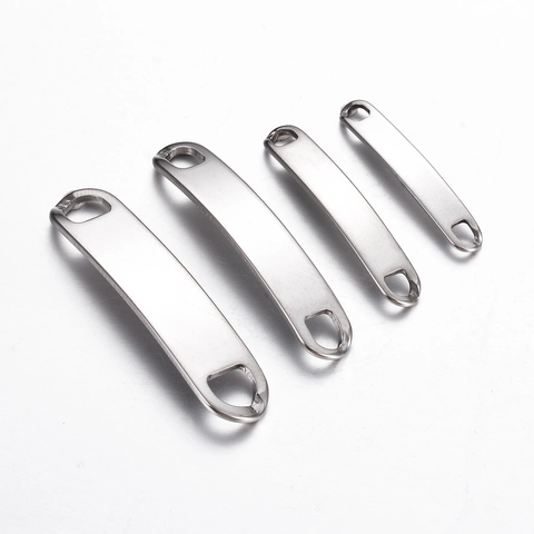 Stainless Steel Curved Rectangle Connector Blank Bar For Jewelry Making DIY Bracelet Necklace Accessories Engravable Style Plate