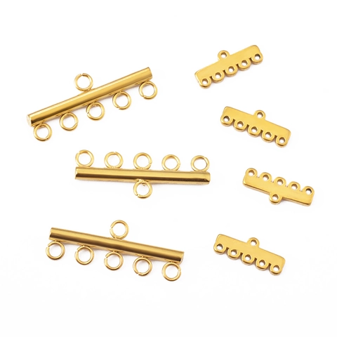 Conectores de Eslabones de Varios Agujeros de Acero Inoxidable para Fabricación Joyas DIY Collares Pulseras Cierres de Tubo
