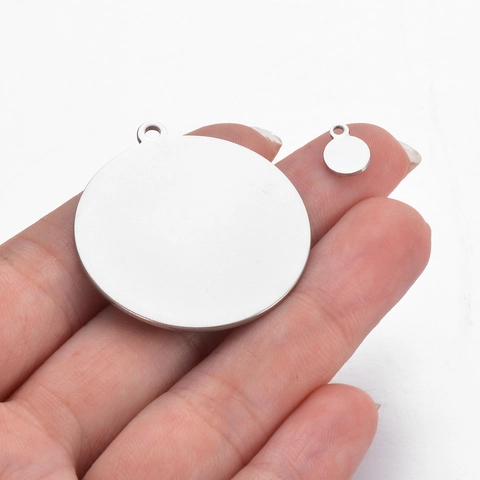 Stainless Steel Round Blank Tags Geometric Circle Pendant Charms For Jewelry Making DIY Personalized Engraving Findings