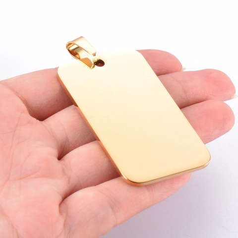 Stainless Steel Rectangle Dog Tag Pendant Blank Plain Military Identity Label DIY Engraving Accessory For Jewelry Making Unisex