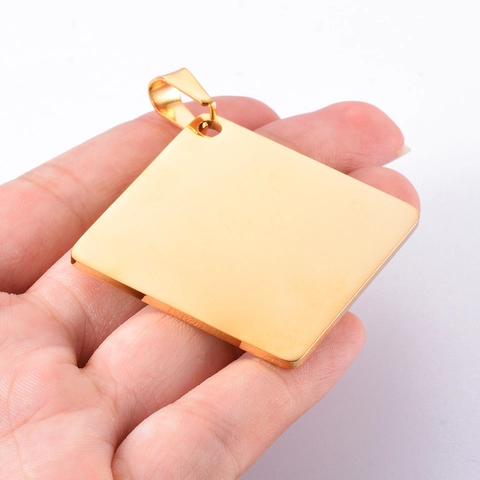 Stainless Steel Blank Square Rhombus Pendant For DIY Jewelry Making Engraving Dog Tag ID Plate Polished Metal DIY Findings