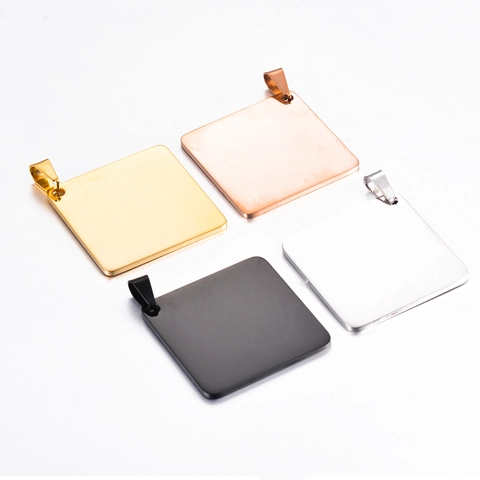 Stainless Steel Blank Square Rhombus Pendant For DIY Jewelry Making Engraving Dog Tag ID Plate Polished Metal DIY Findings