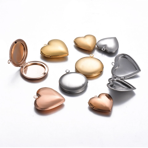 Stainless Steel Heart Round Photo Locket Pendant Mirror Polished Memorial Keepsake DIY Jewelry Finding For Necklace