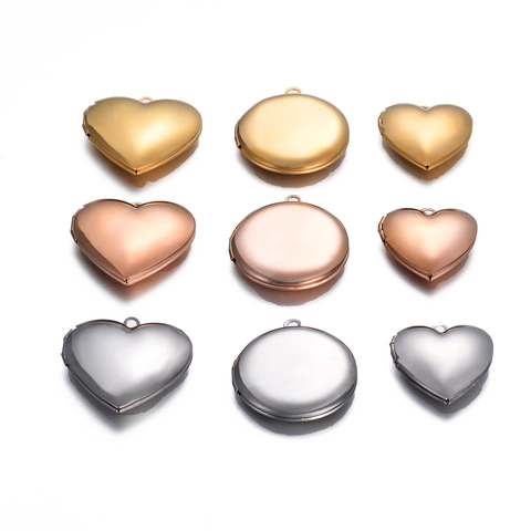 Stainless Steel Heart Round Photo Locket Pendant Mirror Polished Memorial Keepsake DIY Jewelry Finding For Necklace