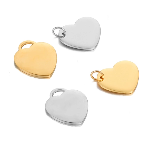 Stainless Steel Heart Shape Pendants Mirror Polished Blank Metal Tags DIY Jewelry Making Findings Heart Charms For Necklace