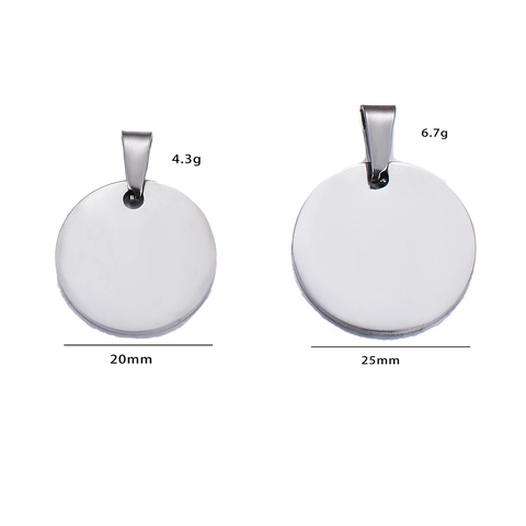 Ciondolo Rotondo in Acciaio Inossidabile per Fai da Te Accessori Disco Metallico per Incisione Targhette Identificative