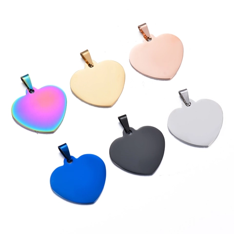Gepolijst Roestvrij Staal Hart Hanger DIY Sieraden Metaal Hondenpenning Voor Kettingen Huisdier ID Tag Bedeltjes Accessoires