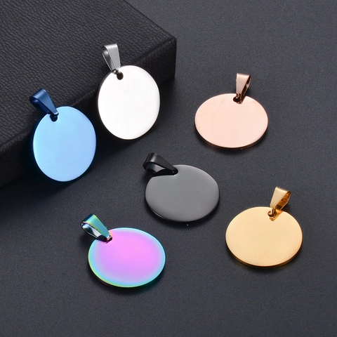 Roestvrij Staal Rond Hondenpenning Hanger Spiegel Gepolijst DIY Gepersonaliseerde ID Tag Blanco Cirkelvormige Bedel Voor Ketting Sleutelhanger