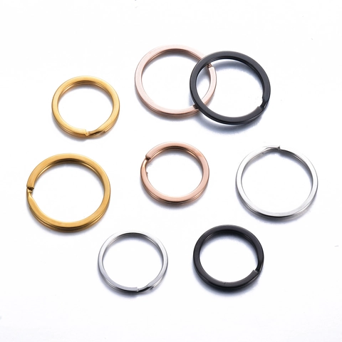 Stainless Steel Flat Key Ring Circular Double Loop Split Ring For DIY Jewelry Making Keychain Pendant Connectors Men Women