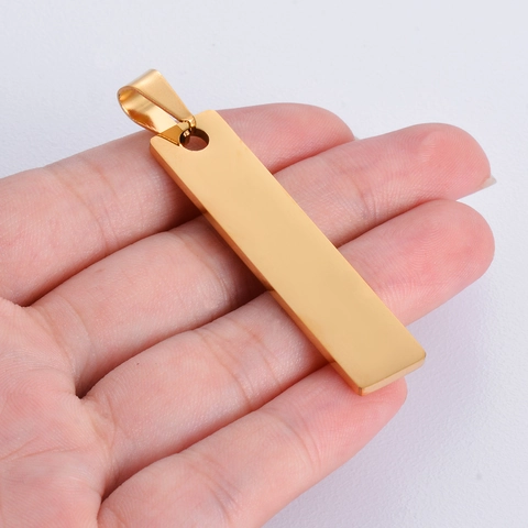 Stainless Steel Rectangle Pendant Blank Military Tag For DIY Jewelry Making Polished Mirror Smooth Gold Silver Black Blue