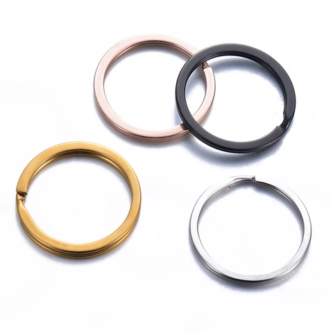 Stainless Steel Flat Key Ring Circular Double Loop Split Ring For DIY Jewelry Making Keychain Pendant Connectors Men Women