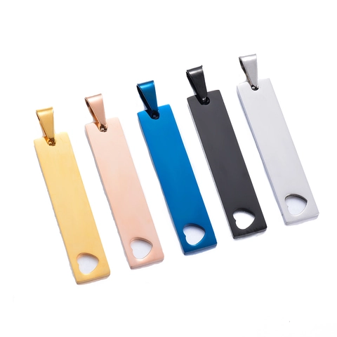 Ciondolo a Barra Rettangolare in Acciaio Inossidabile Minimalista Con Design a Cuore Cavo Accessori Fai da Te per Collana