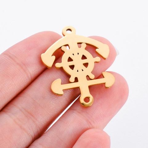 Polished Stainless Steel Hamsa Hand Anchor Rudder DIY Jewelry Connectors For Necklace Bracelet Making Findings Supplies