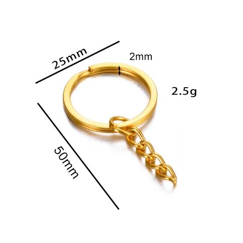 Edelstahl Flach Rund Schlüsselring Mit Kurzer Kette DIY Schmuckherstellung Zubehör Gold Silber Galvanisierter Schlüsselanhänger
