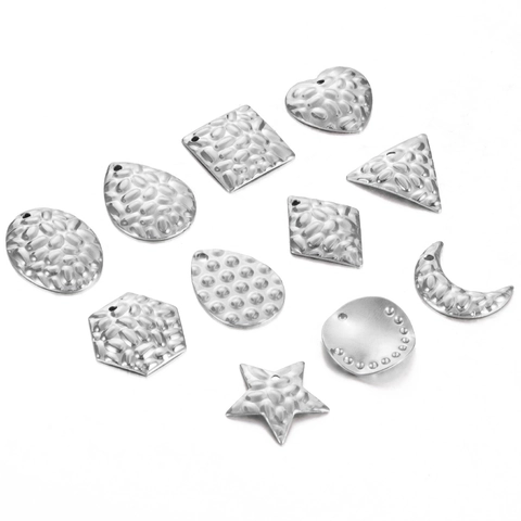 Roestvrij Stalen Gehamerde Geometrische Hangers Voor DIY Sieraden Maken Hart Ster Maan Charmes Vrouwen Alleen Hanger Zonder Ketting
