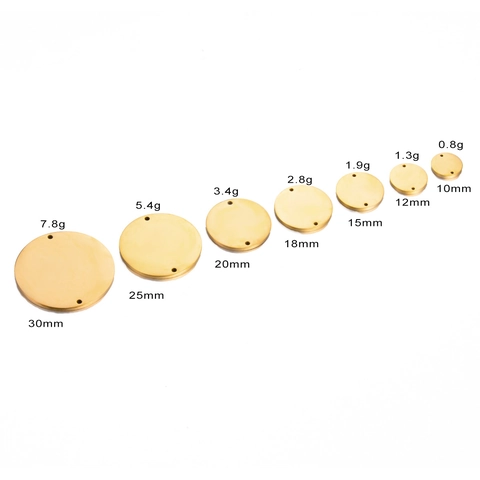 Mirror Polished Stainless Steel Round Blank Pendant Double Hole Connector Charms Tags For Jewelry Making DIY Findings