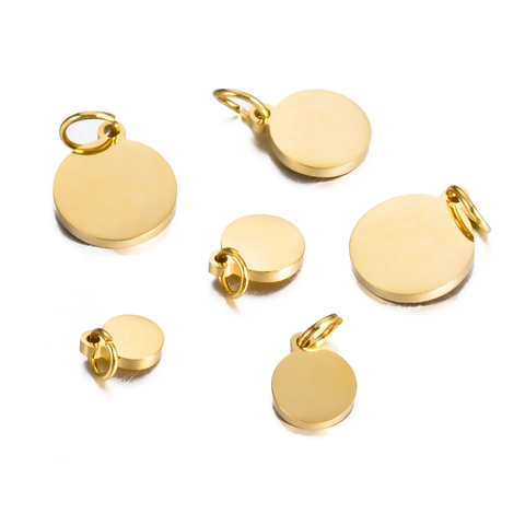Spiegelpoliert Edelstahl Rund Rohling Anhänger Gold Silber Plattiert Kreis Charms DIY Schmuckherstellung Zubehör Tags