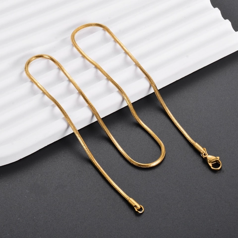 Stainless Steel Square Snake Chain Necklace Unisex Minimalist Metal Neck Chain Gold Silver Rose Gold Black Tone Accessory