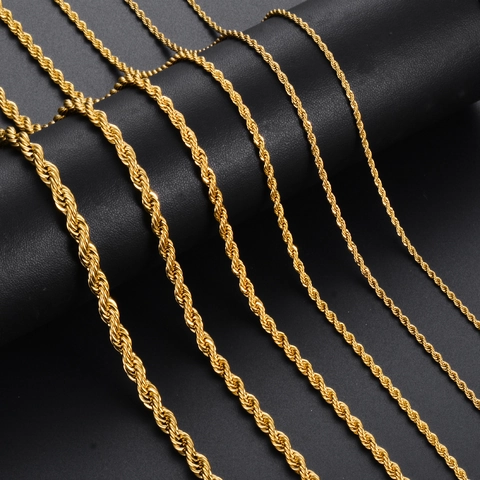 Hip Hop Edelstahl Kordelkette Halskette Für Herren Damen Gold Silber Galvanisiert Twist Halskette Mode Schmuck