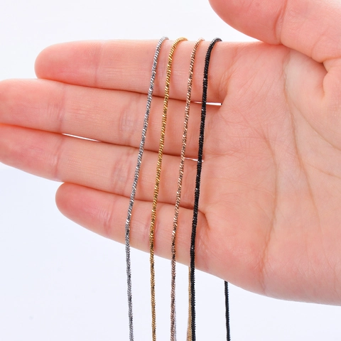 Stainless Steel Twisted Square Snake Bone Chain Necklace For Men Women Minimalist Fashion DIY Jewelry Accessory Thin Chain