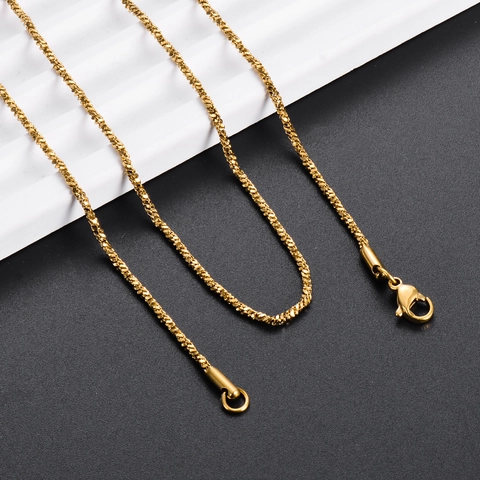 Stainless Steel Twisted Square Snake Bone Chain Necklace For Men Women Minimalist Fashion DIY Jewelry Accessory Thin Chain