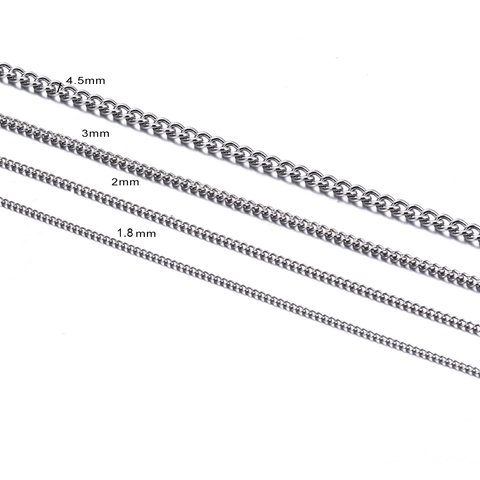 Stainless Steel Curb Chain Necklace For Men Women Minimalist Fine Twist Link Chain DIY Jewelry Accessory Gold Silver Black