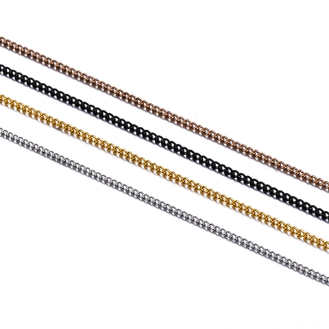 Stainless Steel Curb Chain Necklace For Men Women Minimalist Fine Twist Link Chain DIY Jewelry Accessory Gold Silver Black