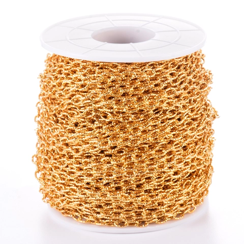 Stainless Steel Embossed O-Link Chain For DIY Jewelry Making Vacuum Electroplated Gold Chain For Necklace Bracelet Accessory