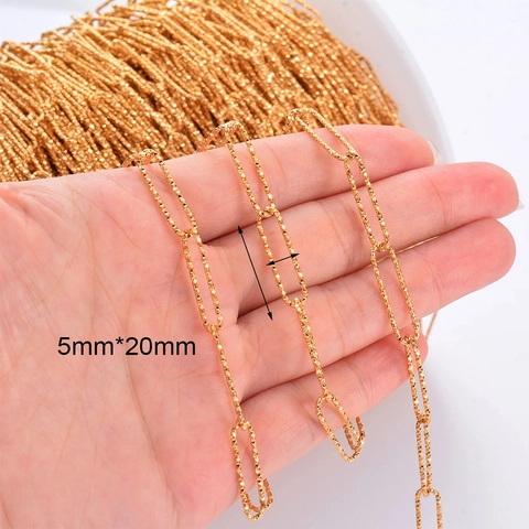 Stainless Steel Diamond Cut Textured Chain For DIY Jewelry Making Gold Plated Paperclip Chain Link For Necklace Bracelet
