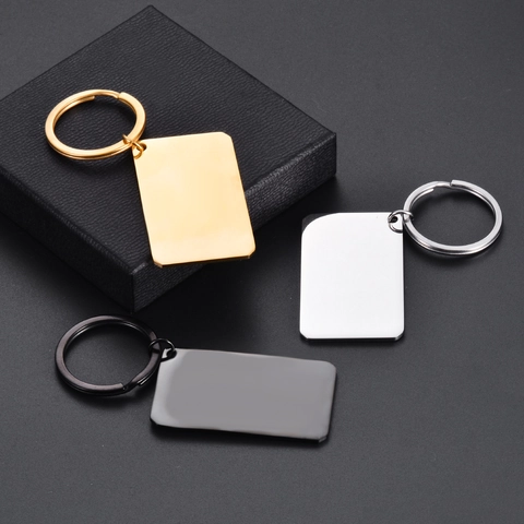 Ανοξείδωτο Ατσάλι Κενό Ορθογώνιο Μπρελόκ Dog Tag Γυαλισμένο Καθρέφτη Γεωμετρικό Μεταλλικό Μενταγιόν Μπρελόκ για Άνδρες Γυναίκες